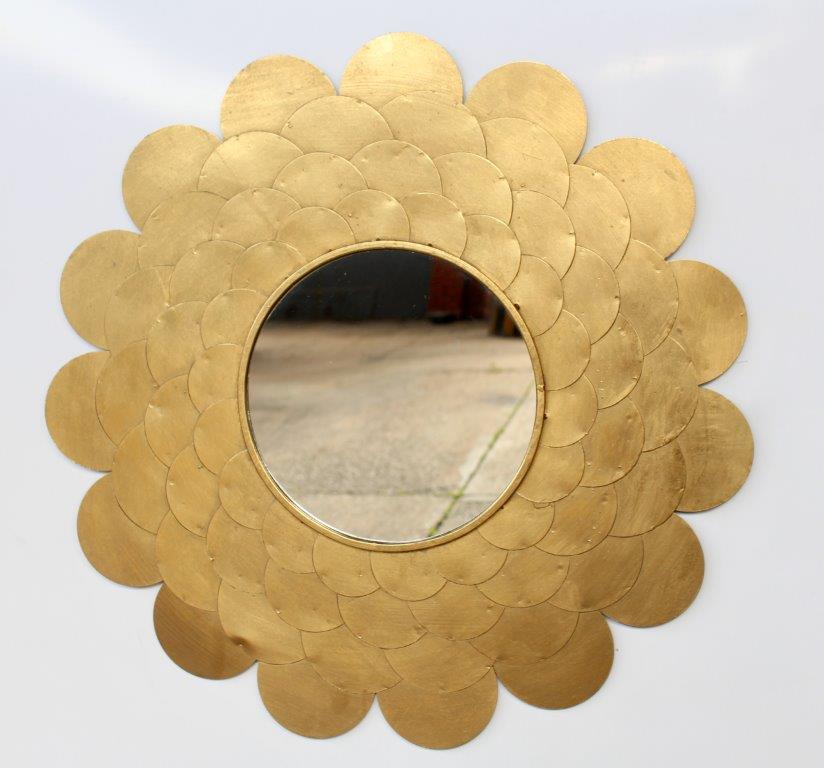 Gold Metal Round Petal Mirror